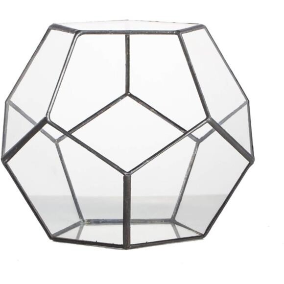 NCYP Small Plants Terrarium Planter - 5.9 Inches Pentagon Geometric Glass - Picture 6 of 7